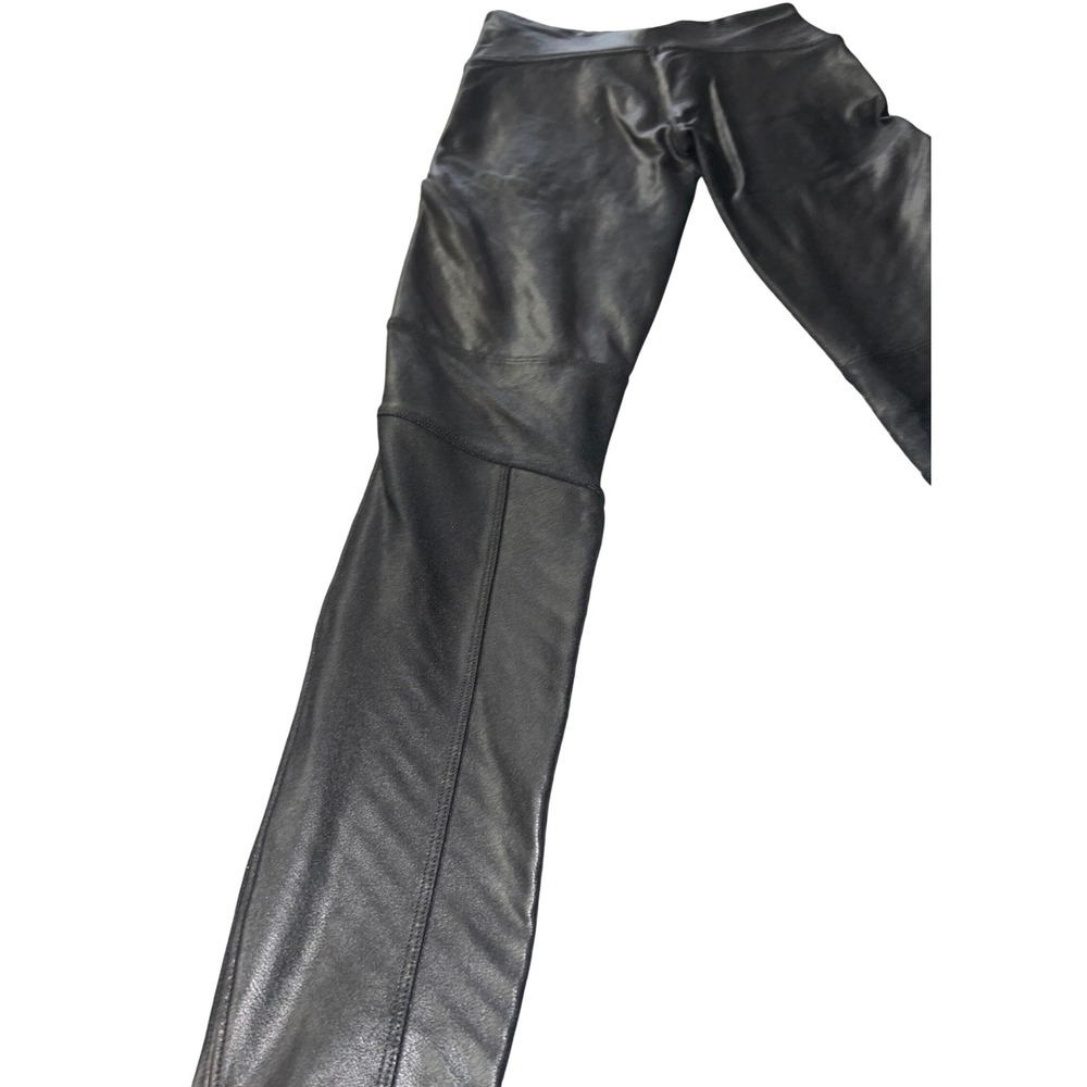 Spanx Faux Leather Moto Leggings Very Black High Rise Petite Medium M/M - Picture 6 of 15
